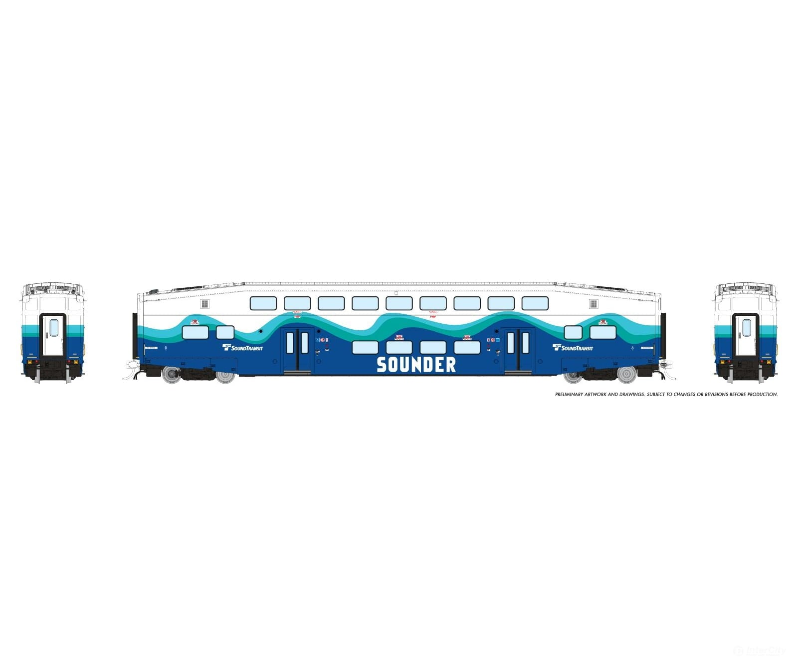 Rapido 1110053 HO CEM BiLevel Commuter Car: Sounder: Coach #423 Passenger Cars