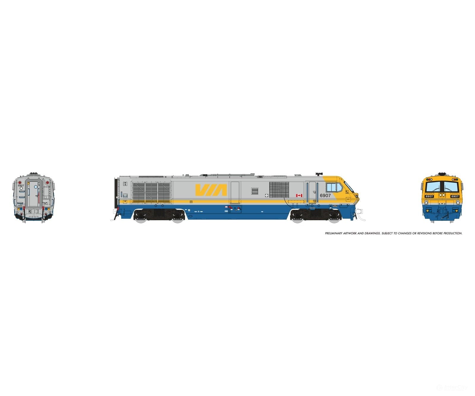 Rapido 1113502 HO LRC Locomotive (DC/DCC/Sound): VIA Rail: #6907 Locomotives