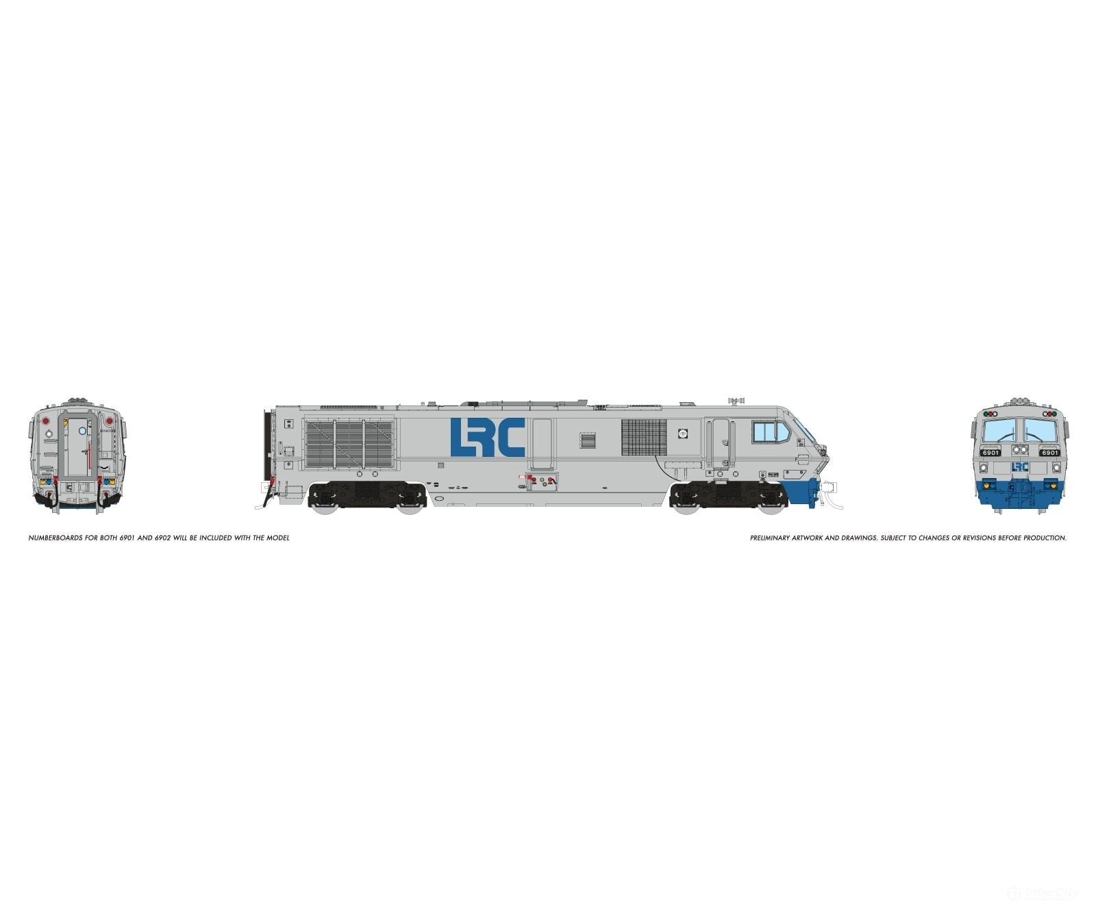 Rapido 1113506 HO LRC Locomotive (DC/DCC/Sound): Grey LRC Test Scheme Locomotives