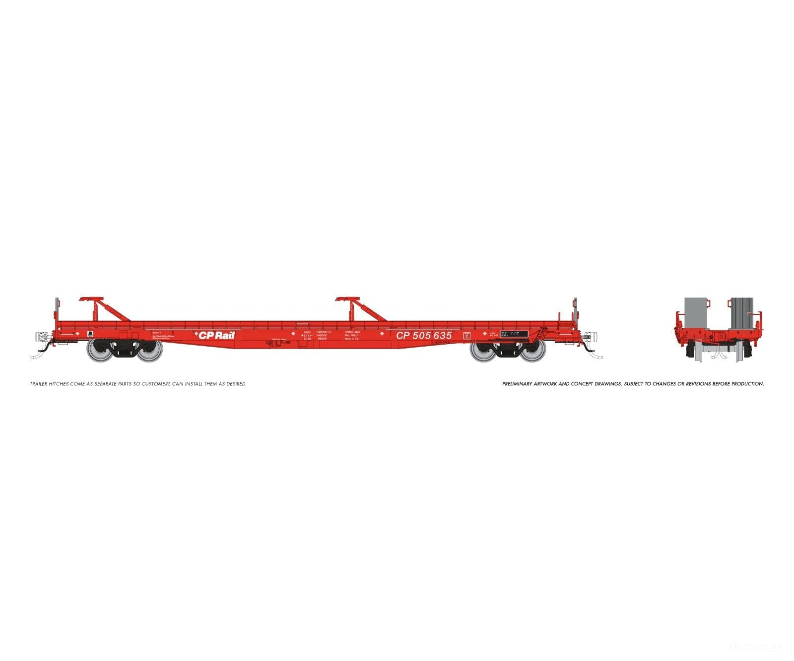Rapido 1130003 HO Marine Industries Piggyback Flatcar: CP Rail: 6-Pack #3 - Freight Cars