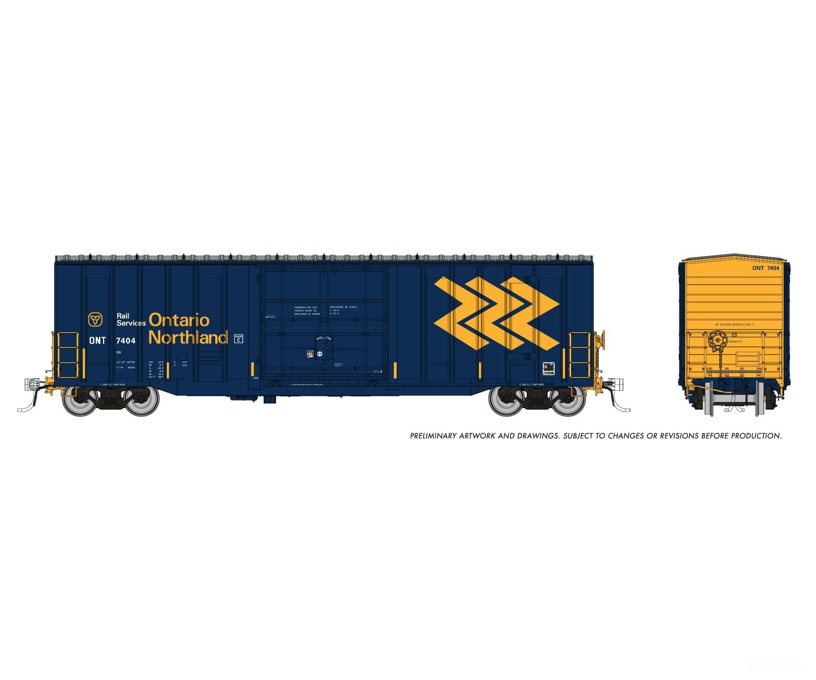 Rapido 1131006 HO Trenton Works 5277cuft boxcar: Ontario Northland: 3-Pack - Freight Cars