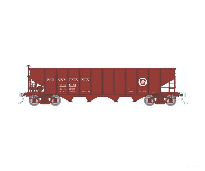 Rapido 1137002A HO H21A 4-Bay Hopper: PRR - Red Circle Keystone: Single Car #4 - Freight Cars