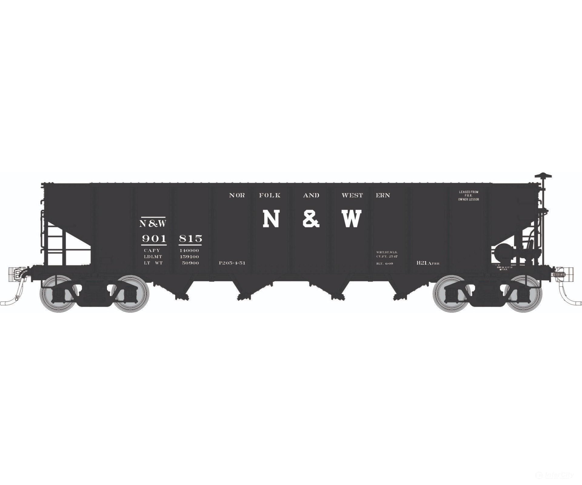 Rapido 1137003A HO H21A 4-Bay Hopper: N&W - Red Scheme: Single Car - Freight Cars