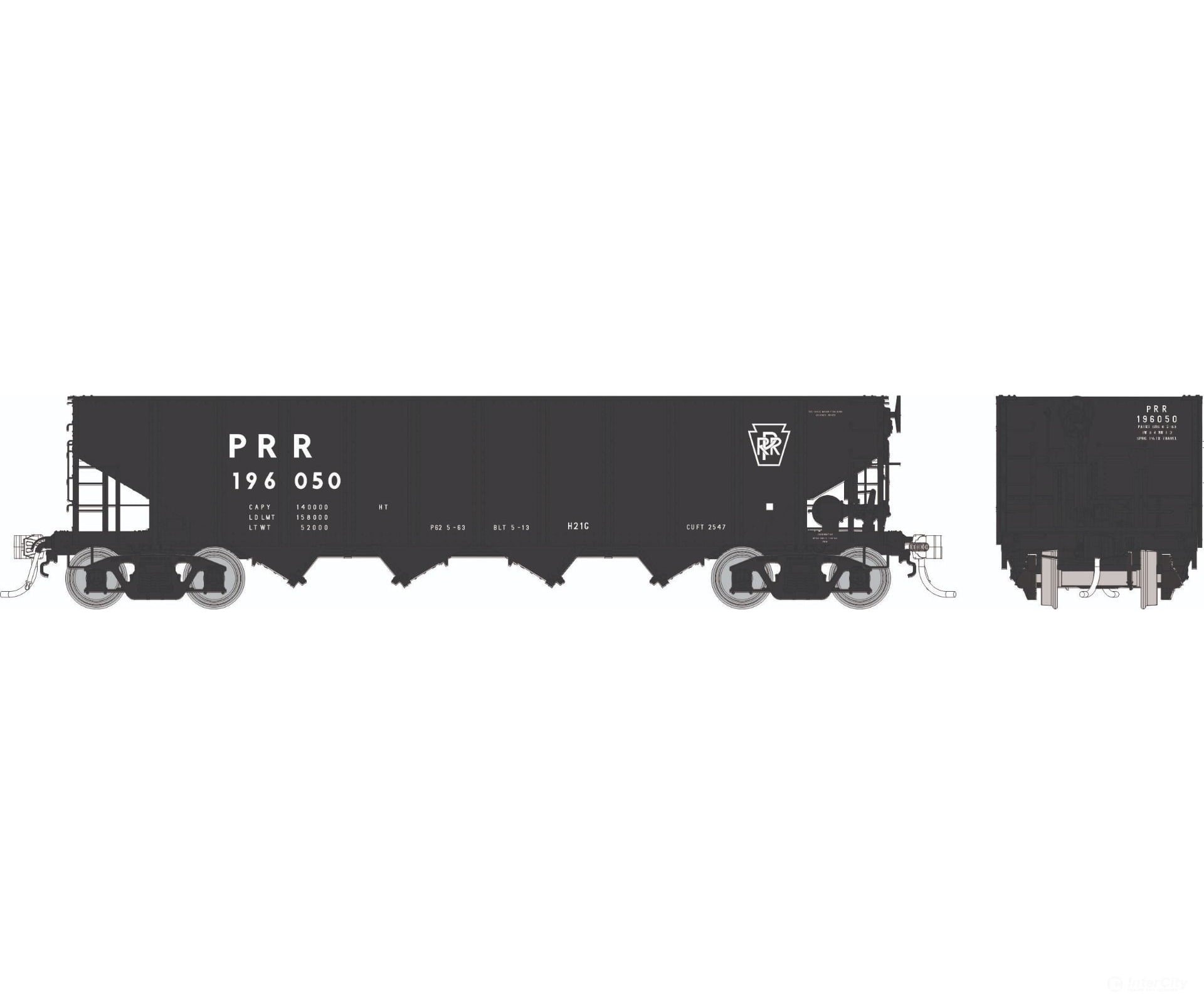 Rapido 1137008 HO H21G 4-Bay Hopper: PRR - Black Plain Keystone: 6-Pack #2 - Freight Cars