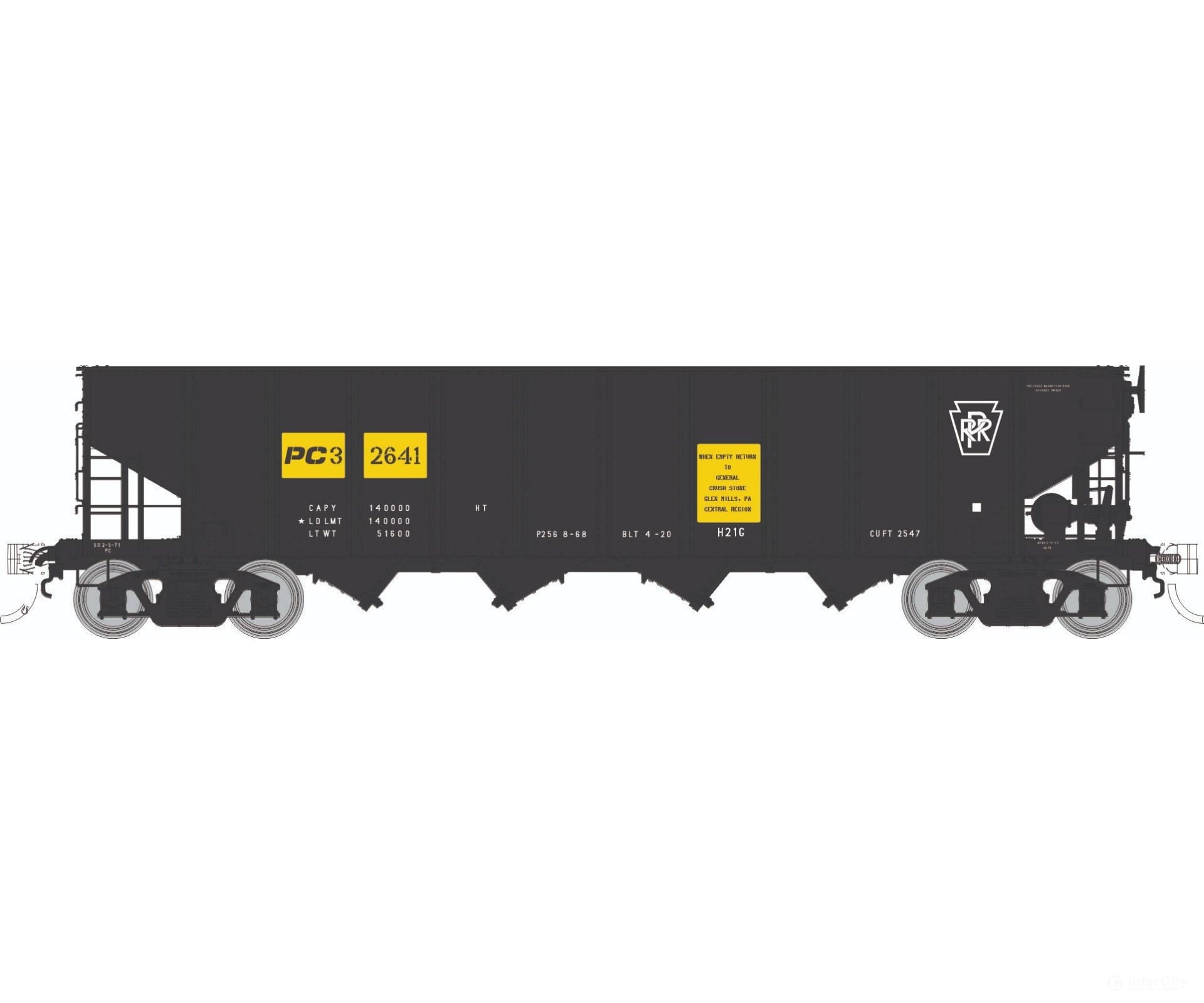 Rapido 1137011 HO H21G 4-Bay Hopper: PC - MOW w/ Black Patch: 3-Pack - Freight Cars