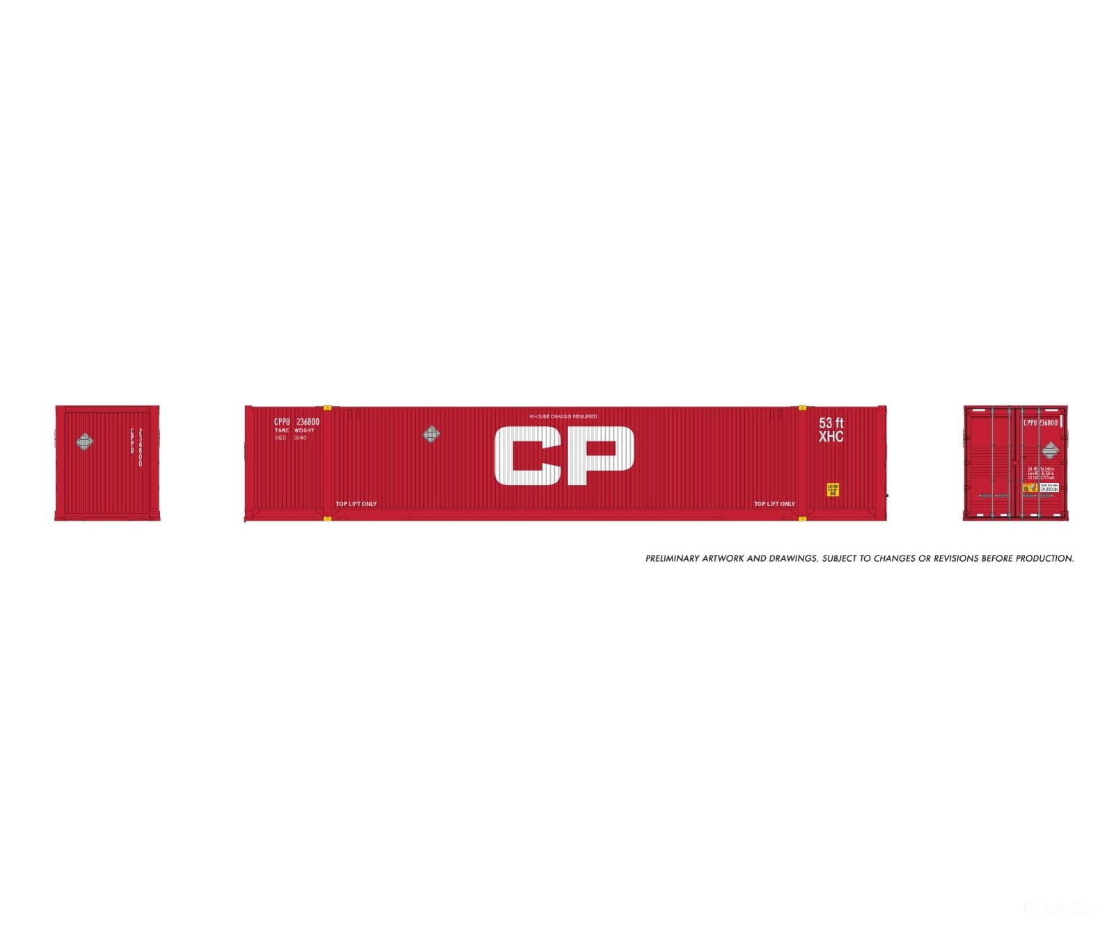 Rapido 1141001 HO 53’ Outside-Braced Container (2-pack): CP - Red - Freight Loads & Containers
