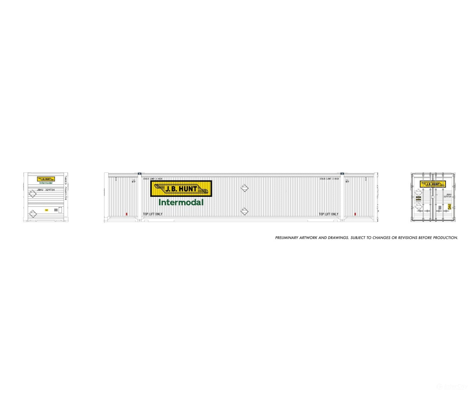 Rapido 1141503 HO 53’ Reinforced Outside-Braced Container (2-pack): JB Hunt - Freight Loads & Containers