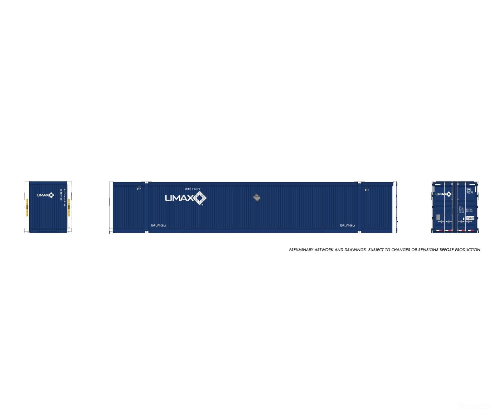 Rapido 1141504 HO 53’ Reinforced Outside-Braced Container (2-pack): Umax - Freight Loads & Containers