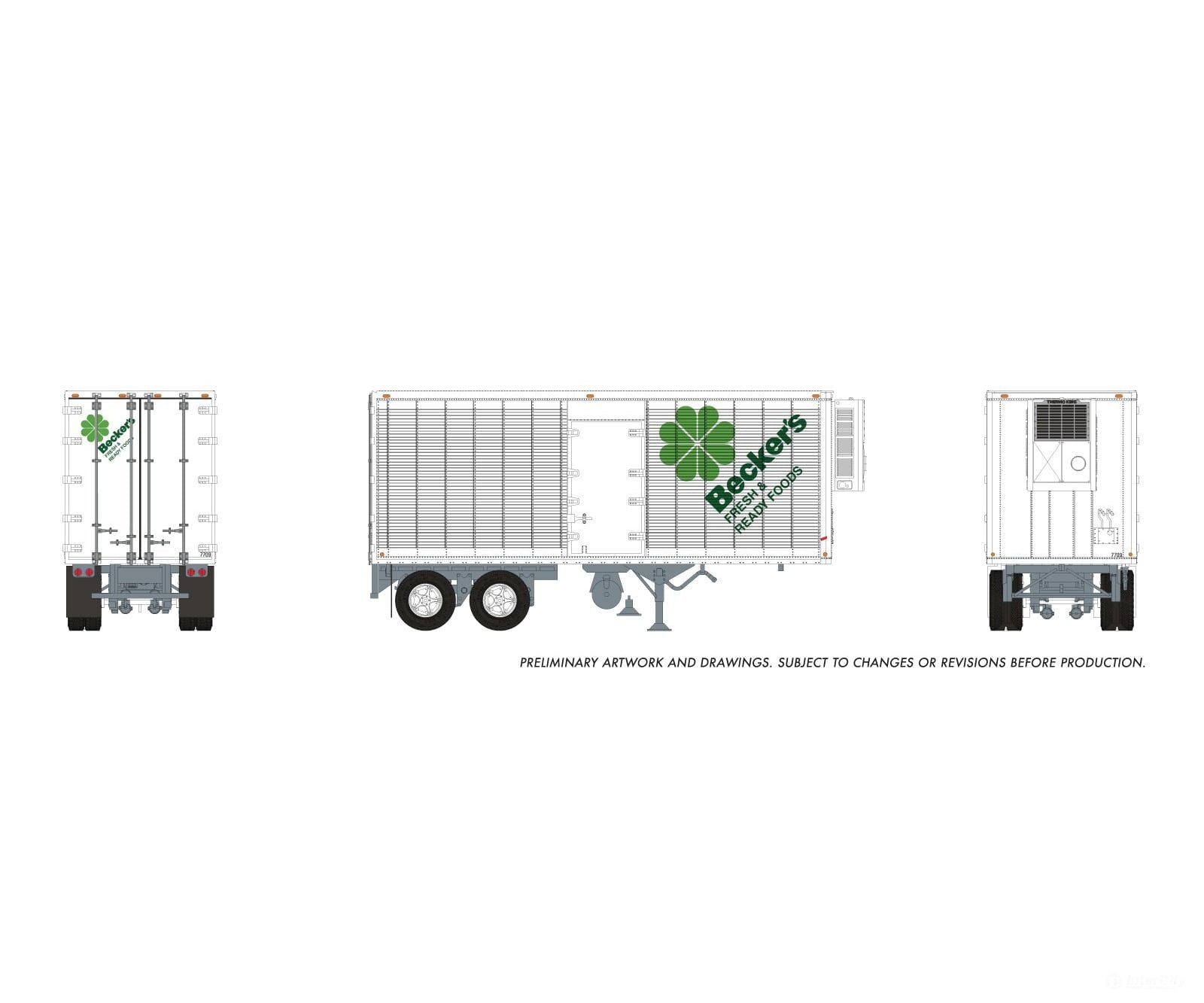 Rapido 1146002 HO 26’ Can-Car Trailer: Becker’s Foods: #7721 - Freight Loads & Containers