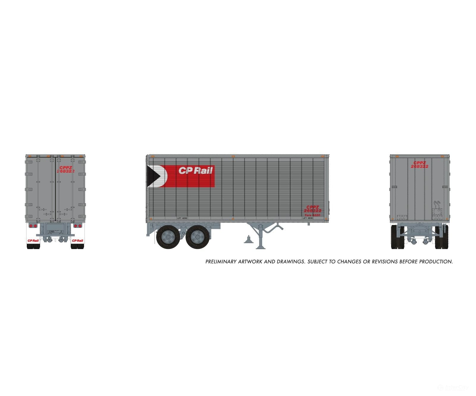 Rapido 1146014 HO 26’ Can-Car Trailer: CP Rail: #268322 - Freight Loads & Containers