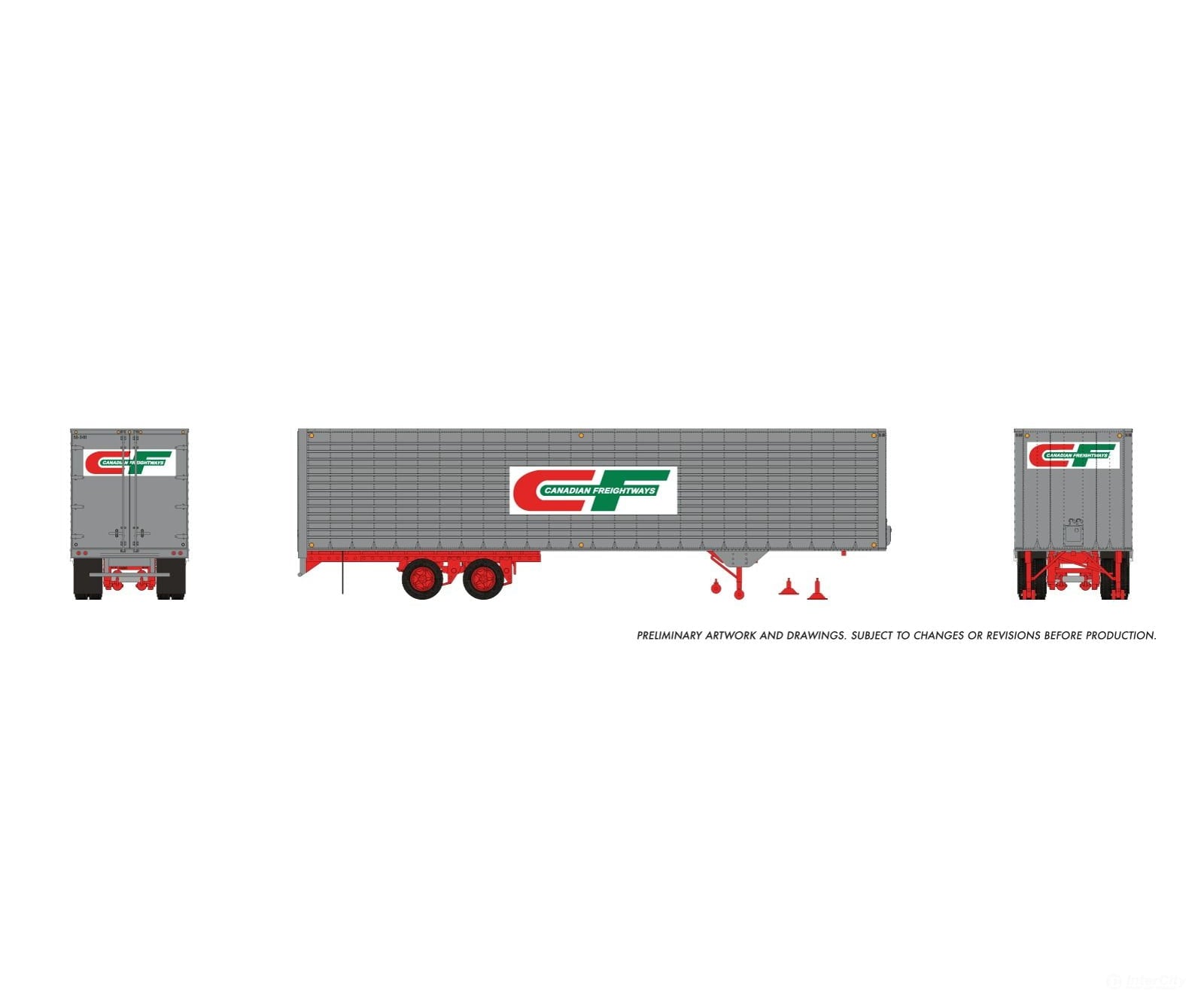 Rapido 1146031 HO 40’ Fruehauf Fluted Side Volume Van: Canadian Freightways: #59-385 - Freight Loads & Containers