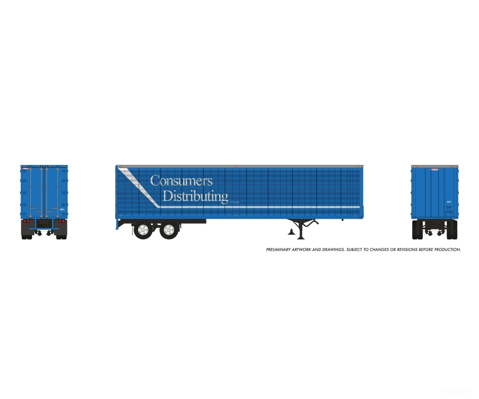 Rapido 1146045 HO 45’ Trailmobile Dry Van Trailer: Consumers Distributing: #4541 - Freight Loads & Containers