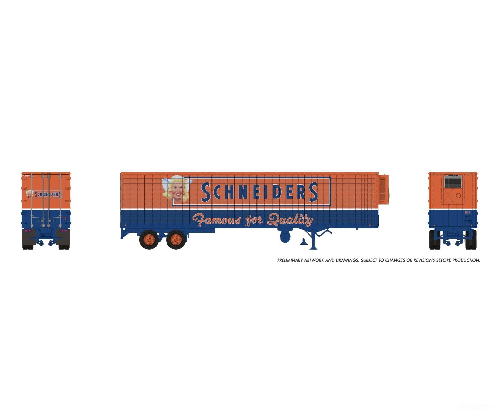 Rapido 1146067 HO 45’ Trailmobile Dry Van Trailer: Schneiders Meats: #546 - Freight Loads & Containers
