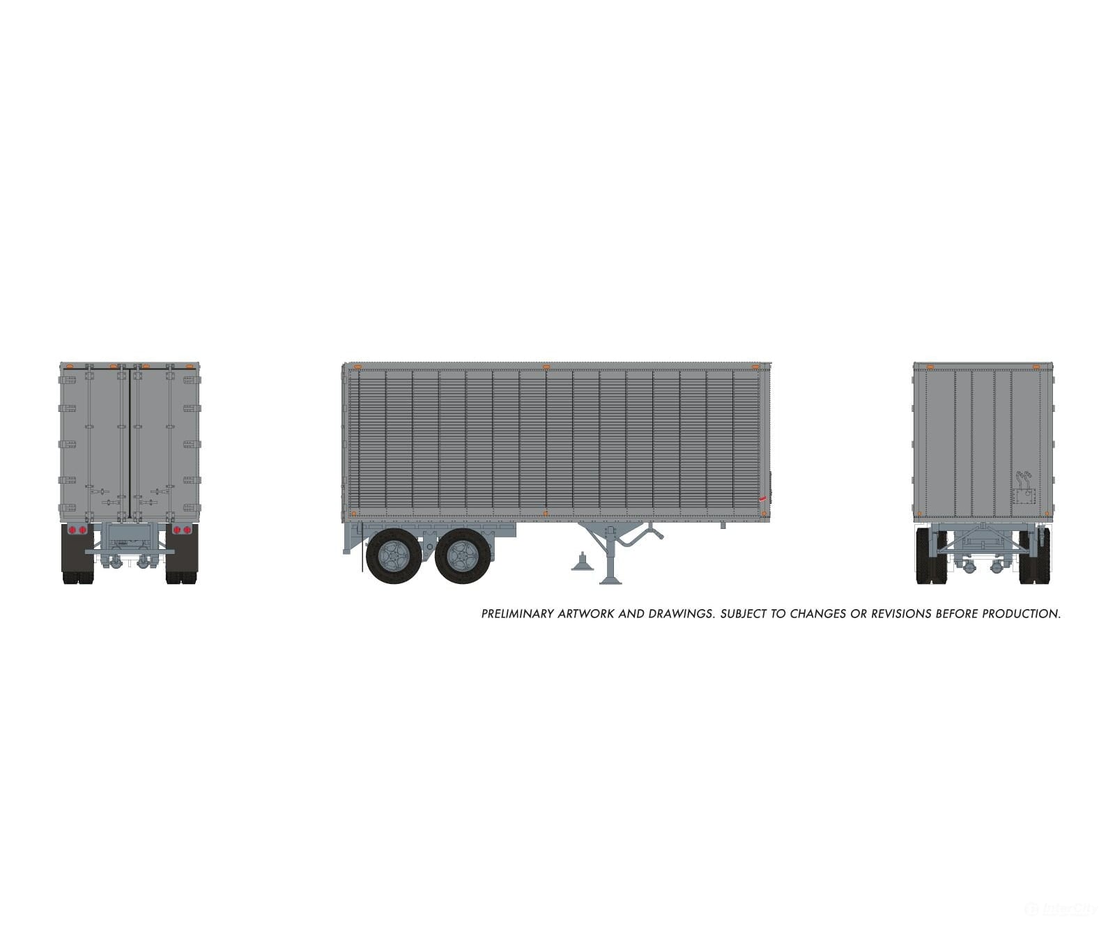 Rapido 1146994 HO 26’ Can-Car Trailer w/side door: Silver Unlettered - Freight Loads & Containers