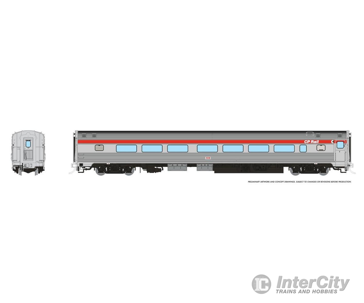 Rapido 115107 Ho Budd Coach: Cp Rail - Action Red: #114 Passenger Cars