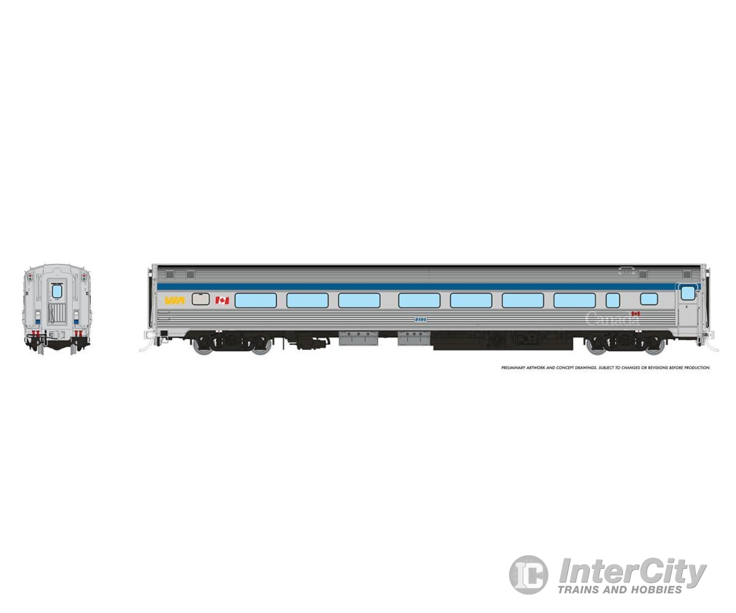 Rapido 115115 Ho Budd Coach W/Hep: Via Rail - Canada Scheme: #8104 Passenger Cars