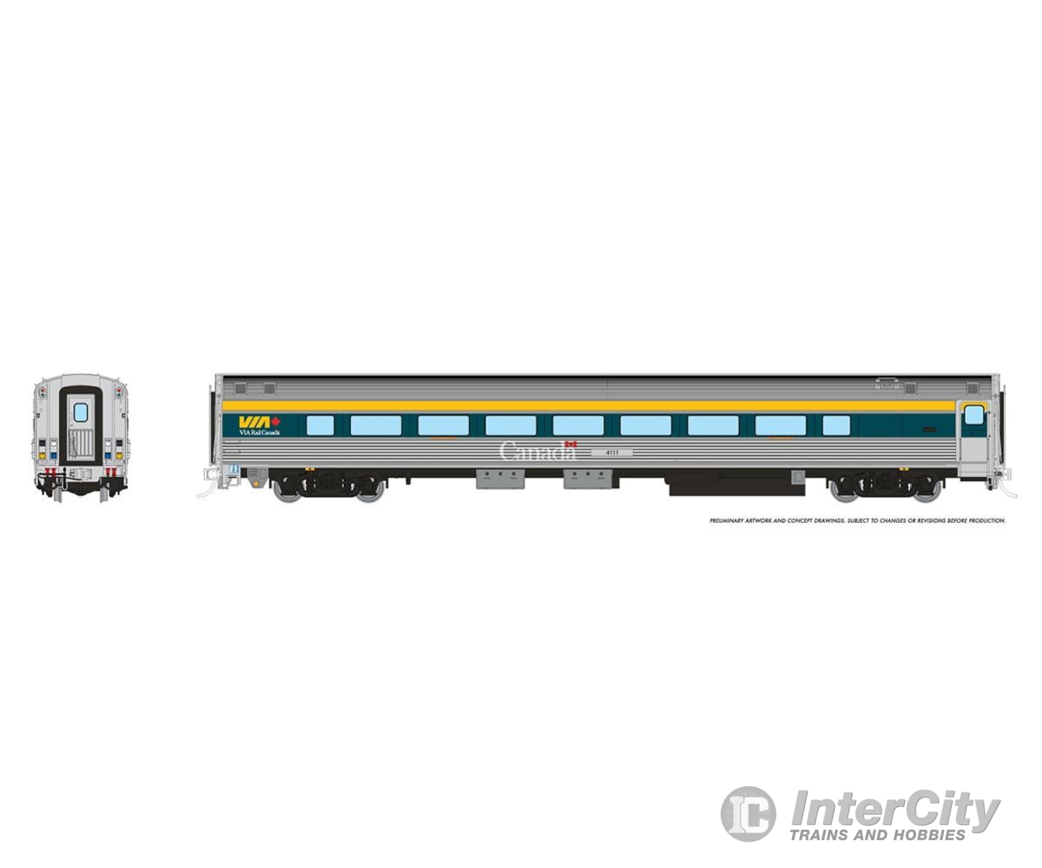 Rapido 115131 Ho Via Hep2 Coach: Rail - Current Scheme (Teal): #4114 Passenger Cars