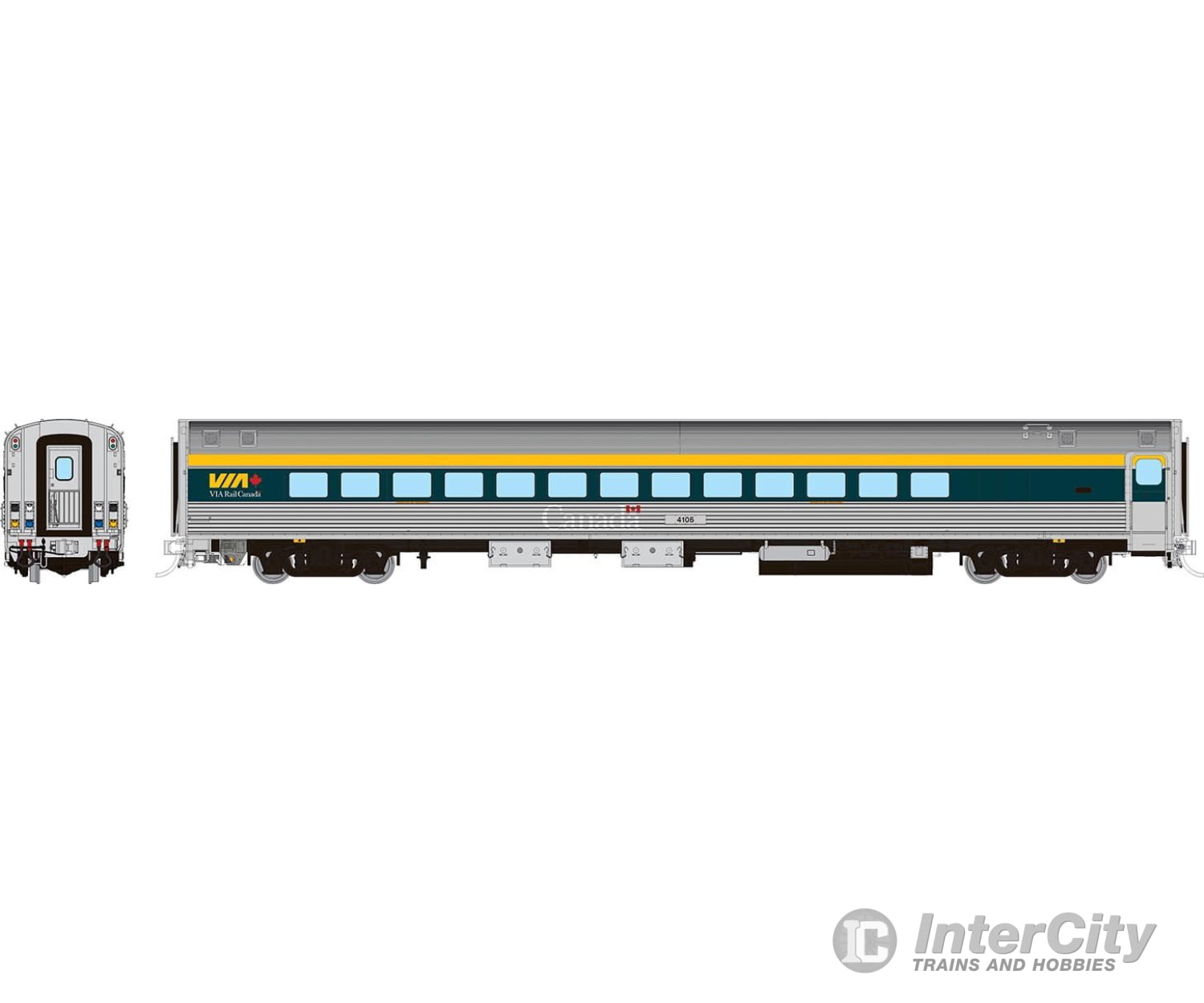 Rapido 115137 Ho Budd Small Window Coach: Via Rail - Current Scheme (Grey): #4105 Passenger Cars