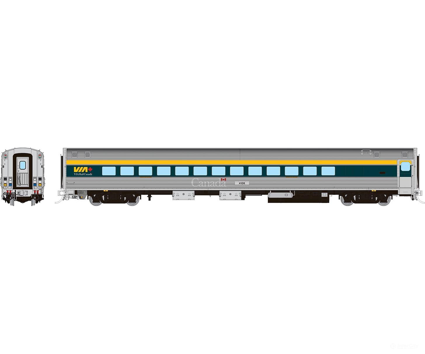 Rapido 115138 Ho Budd Small Window Coach: Via Rail - Current Scheme (Grey): #4108 Passenger Cars