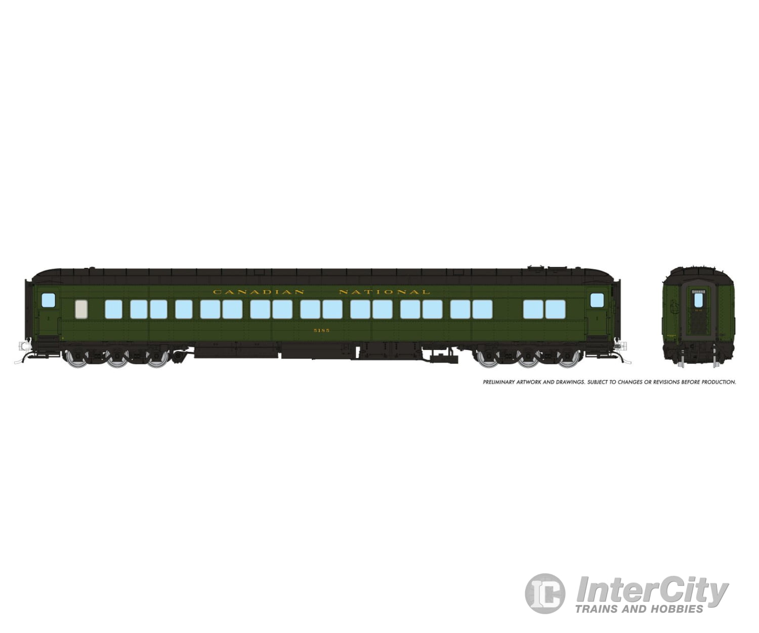 Rapido 125003 Ho Balloon Top Coach: Cnr - Green Scheme: #5214 Passenger Cars