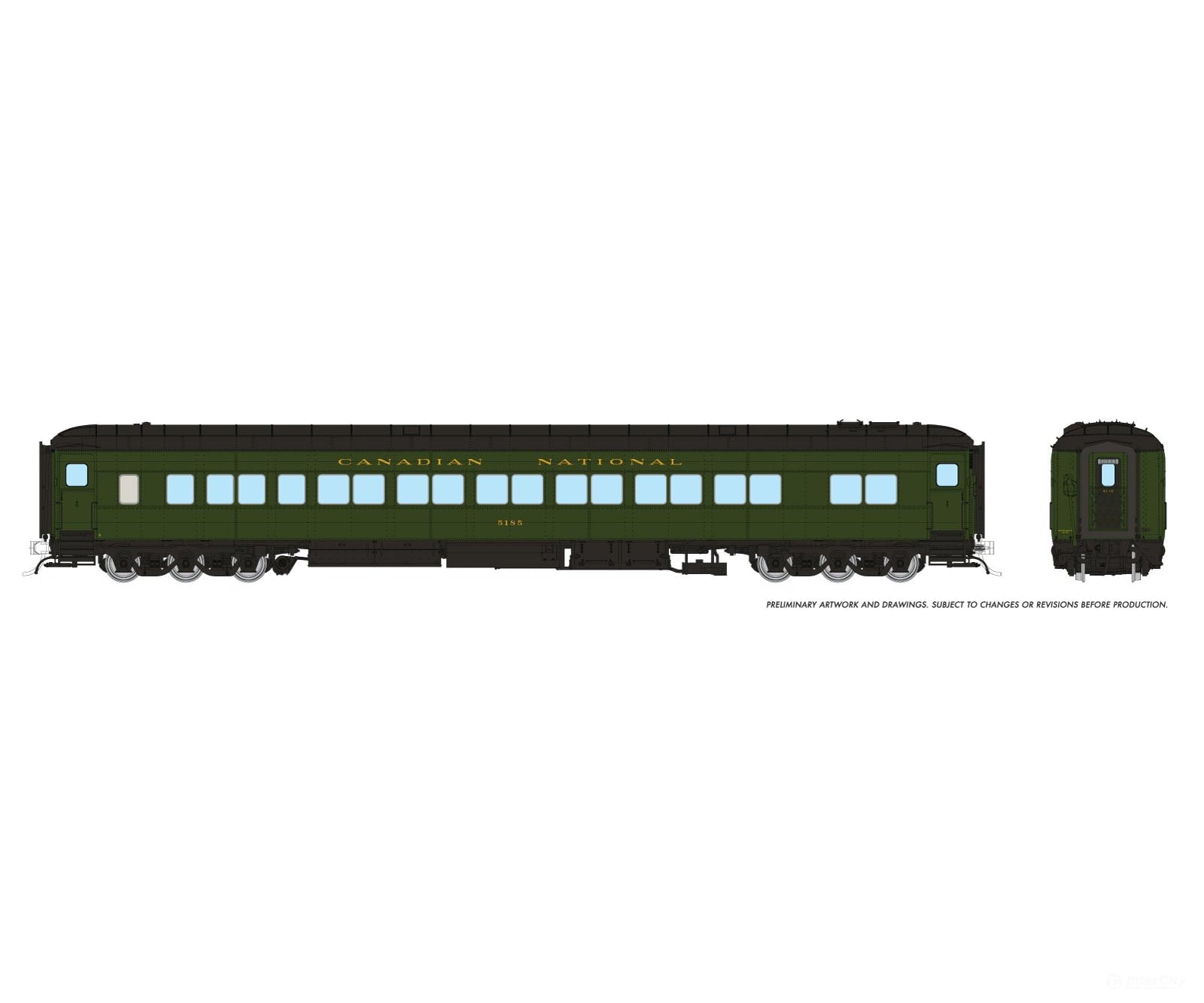 Rapido 125003 Ho Balloon Top Coach: Cnr - Green Scheme: #5214 Passenger Cars