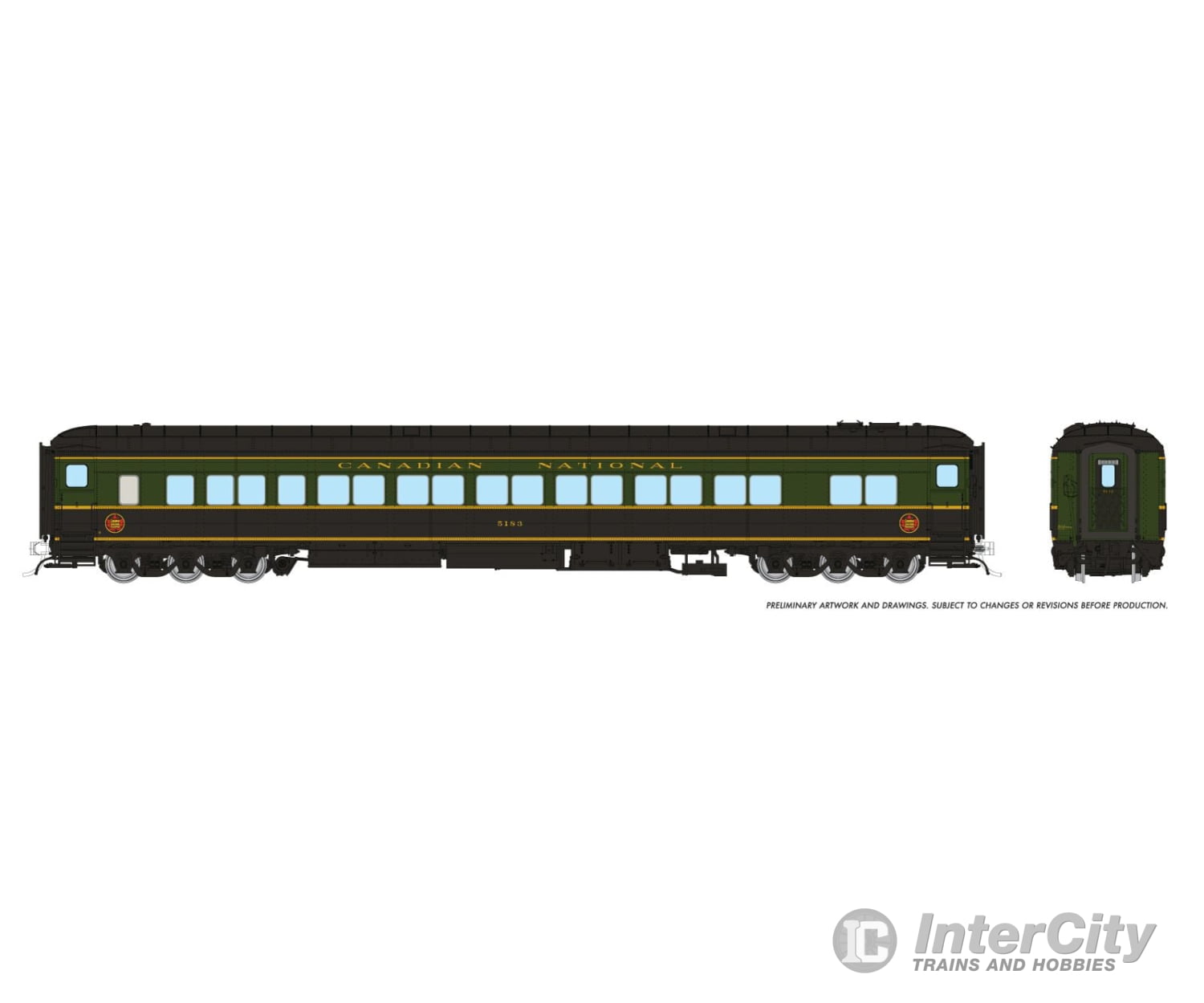 Rapido 125005 Ho Balloon Top Coach: Cnr - 1954 Scheme: #5183 Passenger Cars