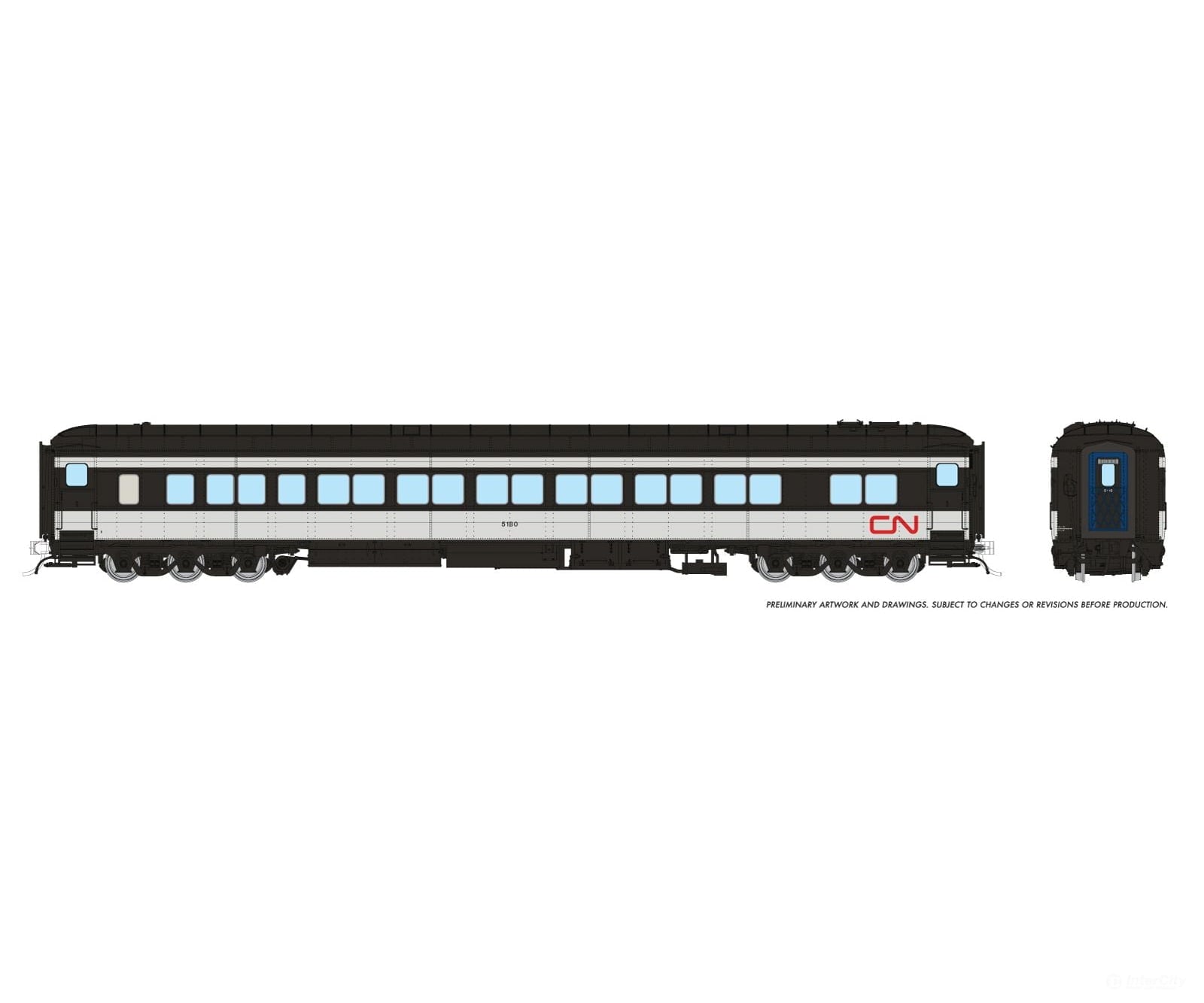 Rapido 125009 Ho Balloon Top Coach: Cn - Wet Noodle Scheme: #5180 Passenger Cars