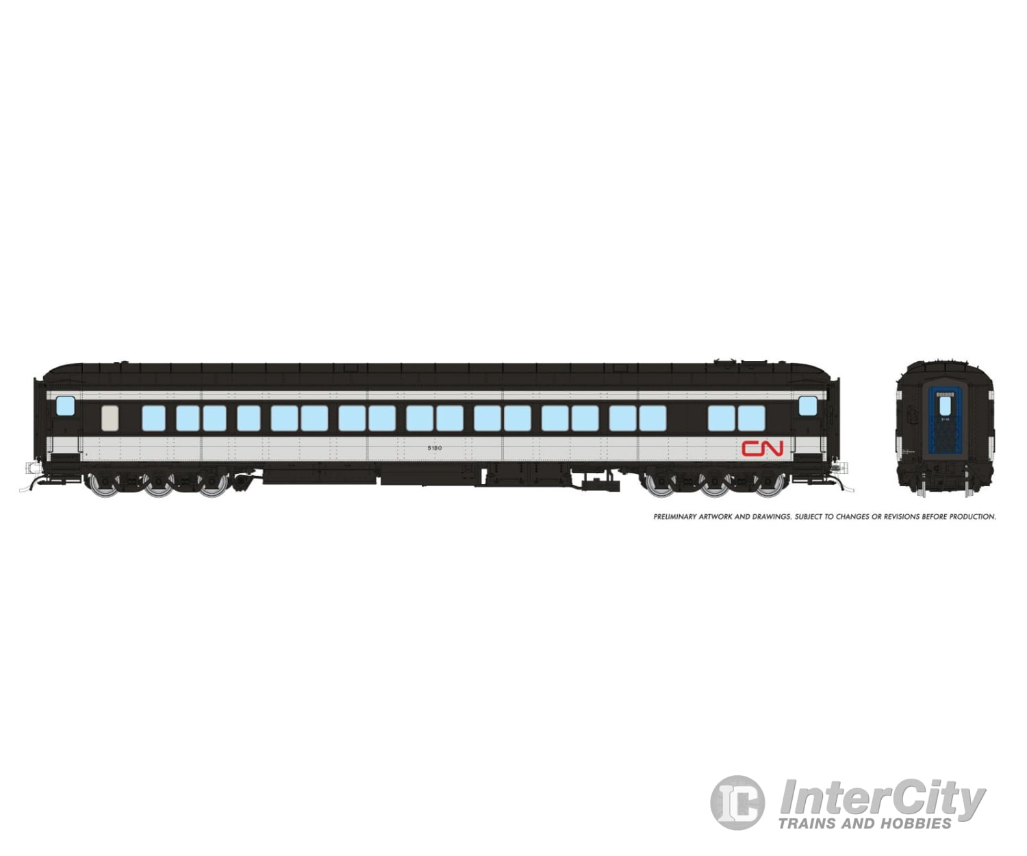 Rapido 125010 Ho Balloon Top Coach: Cn - Wet Noodle Scheme: #5198 Passenger Cars