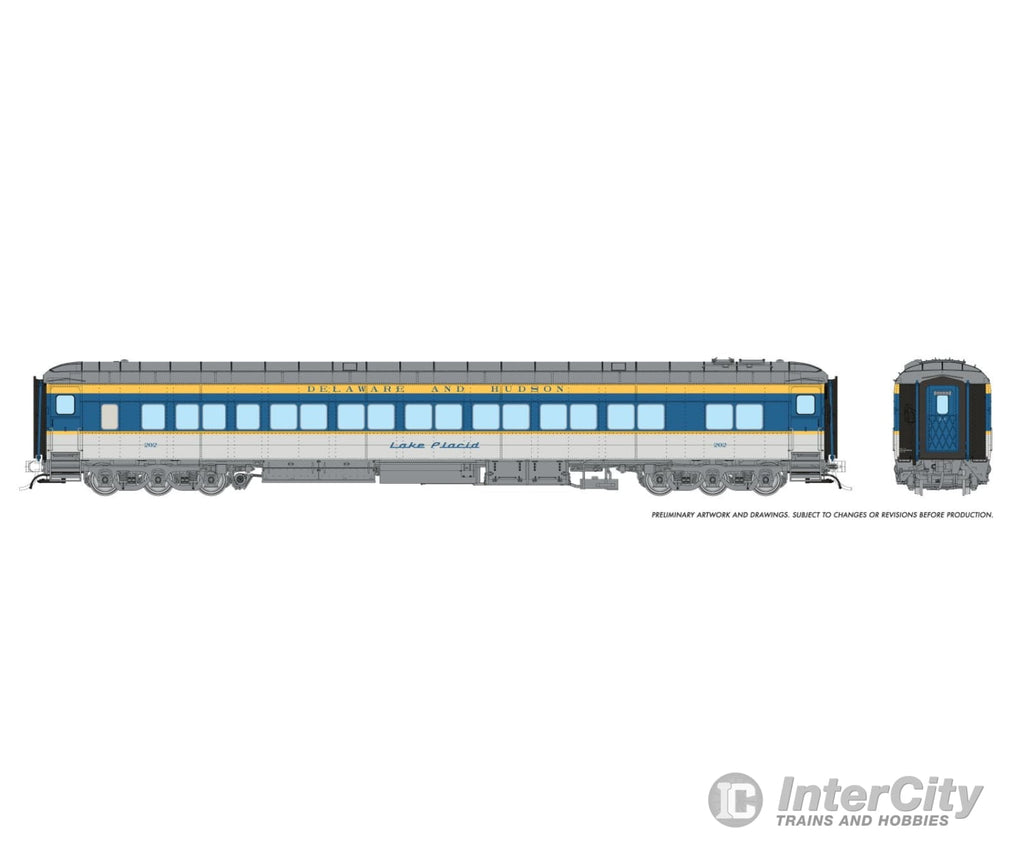 Rapido 125013 Ho Balloon Top Coach: D&H - Blue/Yellow/Gray Scheme: #202 Lake Placid Passenger Cars