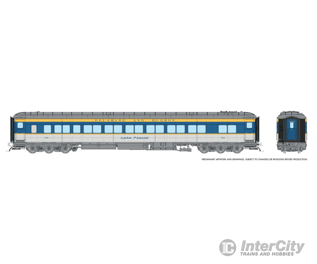 Rapido 125014 Ho Balloon Top Coach: D&H - Blue/Yellow/Gray Scheme: #204 Lake George Passenger Cars