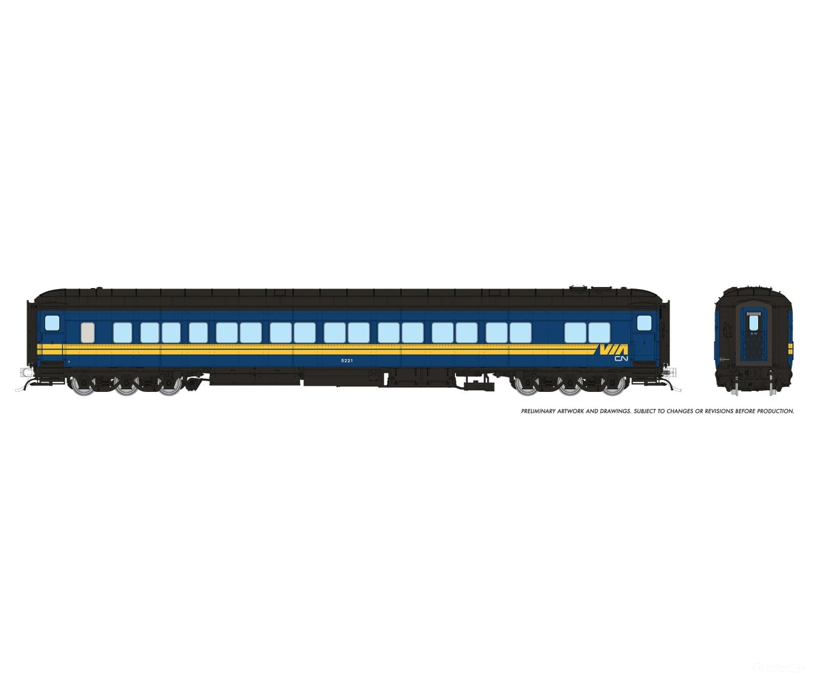 Rapido 125017 Ho Balloon Top Coach: Via-Cn: #5221 Passenger Cars