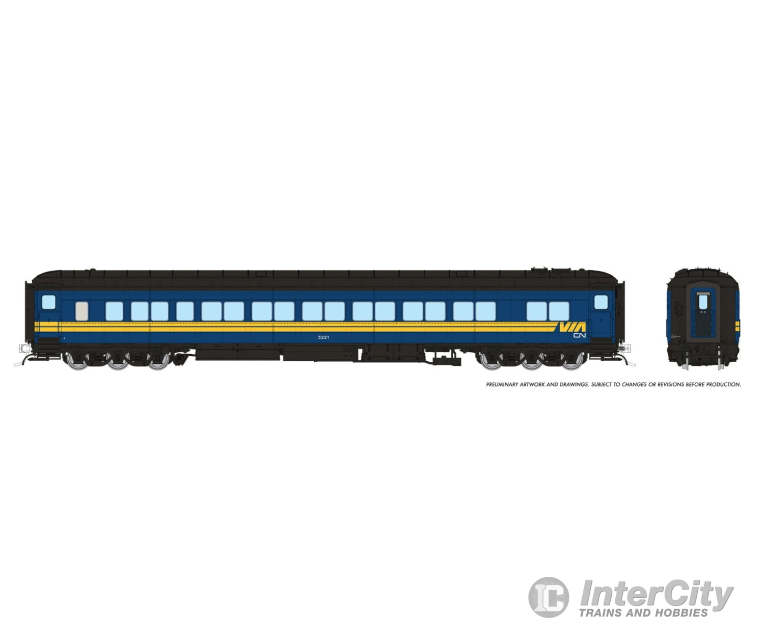 Rapido 125017 Ho Balloon Top Coach: Via-Cn: #5221 Passenger Cars