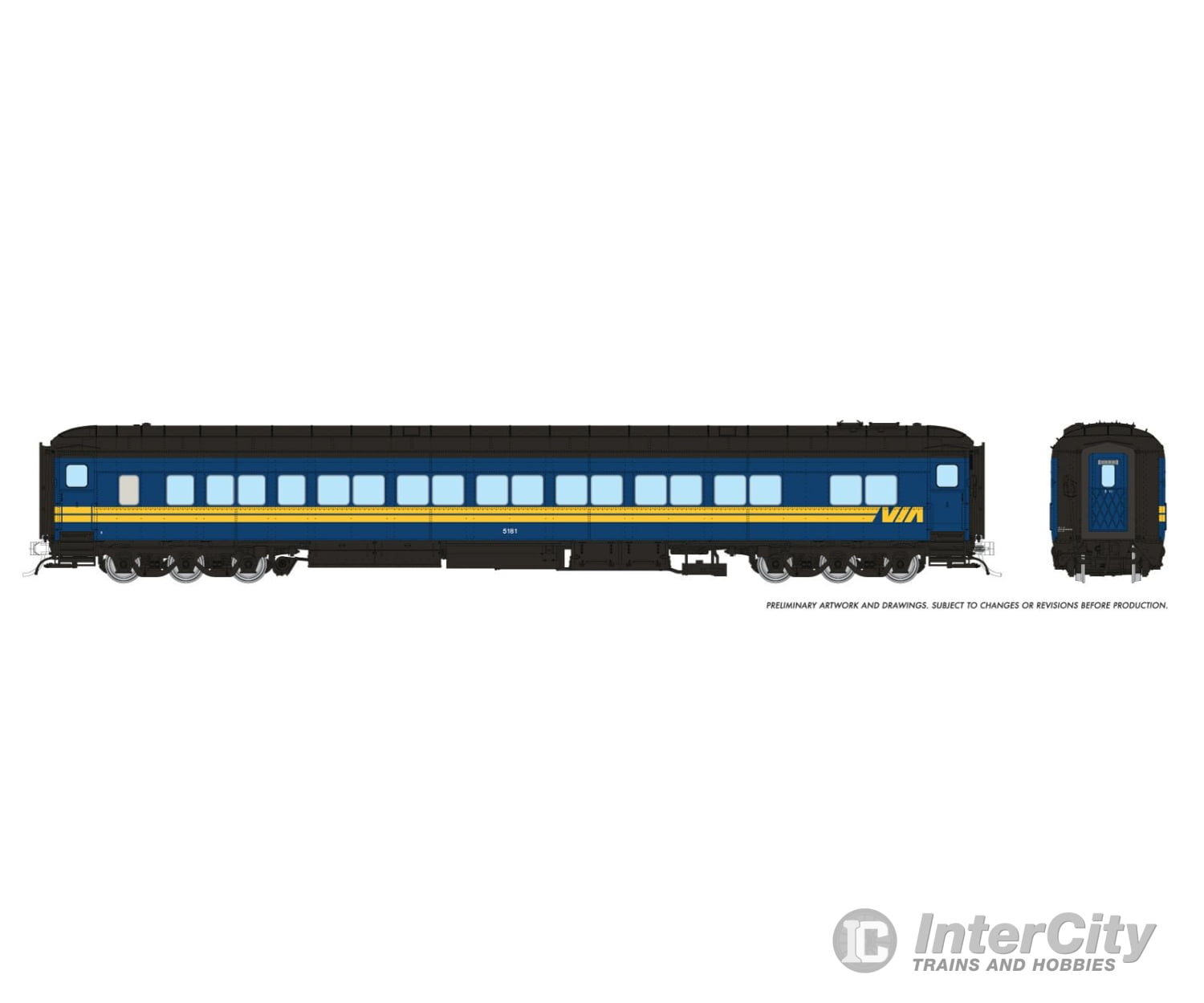 Rapido 125020 Ho Balloon Top Coach: Via Rail Canada: #5195 Passenger Cars