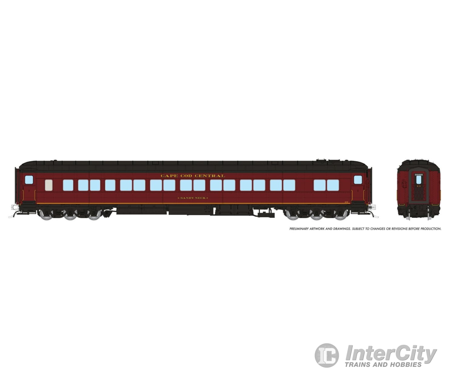 Rapido 125023 Ho Balloon Top Coach: Cape Cod Central: #201 Sandy Neck Passenger Cars