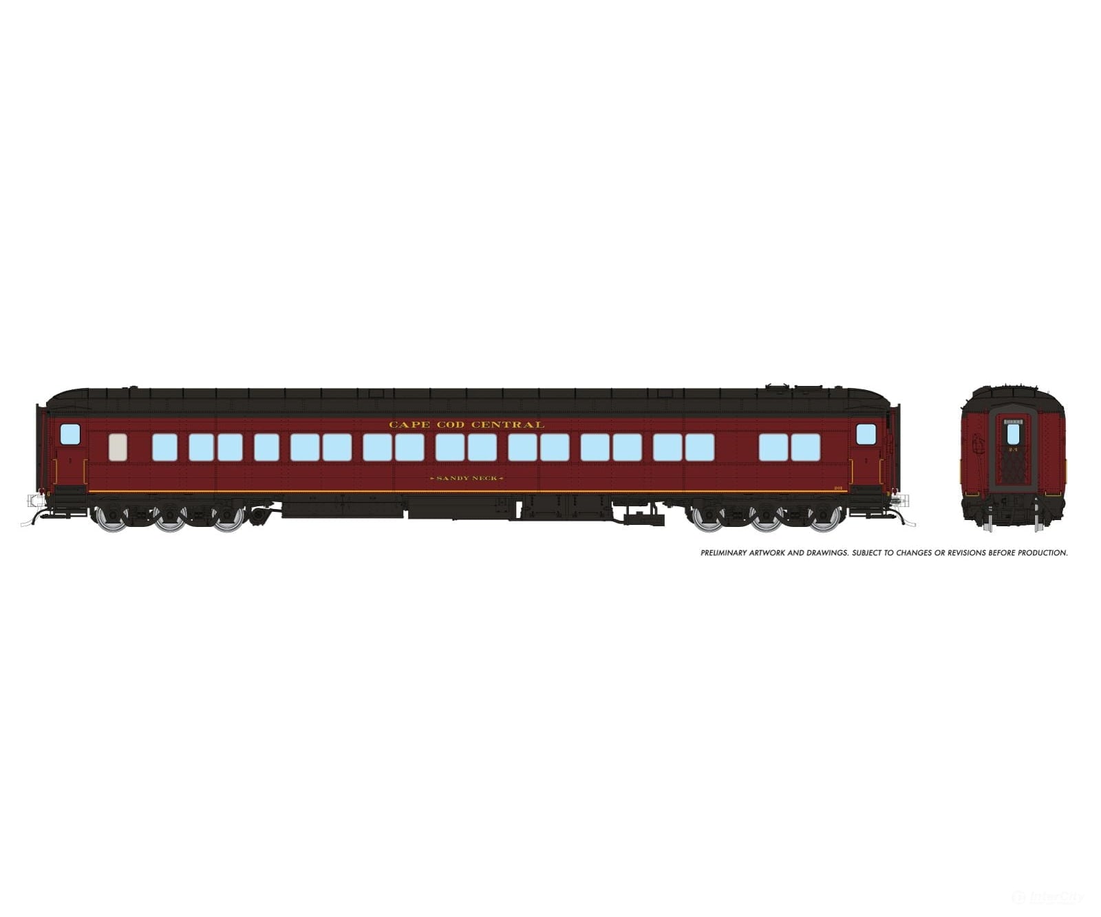 Rapido 125023 Ho Balloon Top Coach: Cape Cod Central: #201 Sandy Neck Passenger Cars