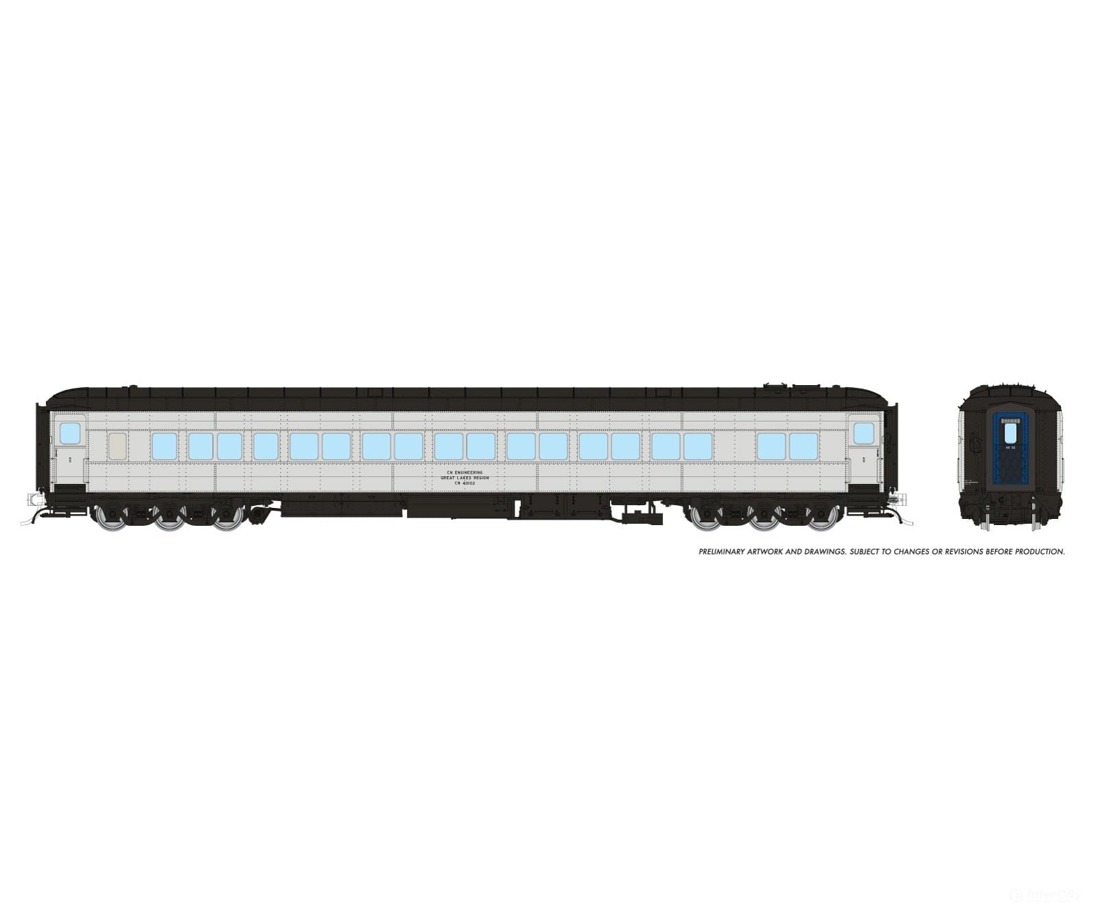 Rapido 125025 Ho Balloon Top Coach: Cn - Engineering Silver: #40102 Passenger Cars