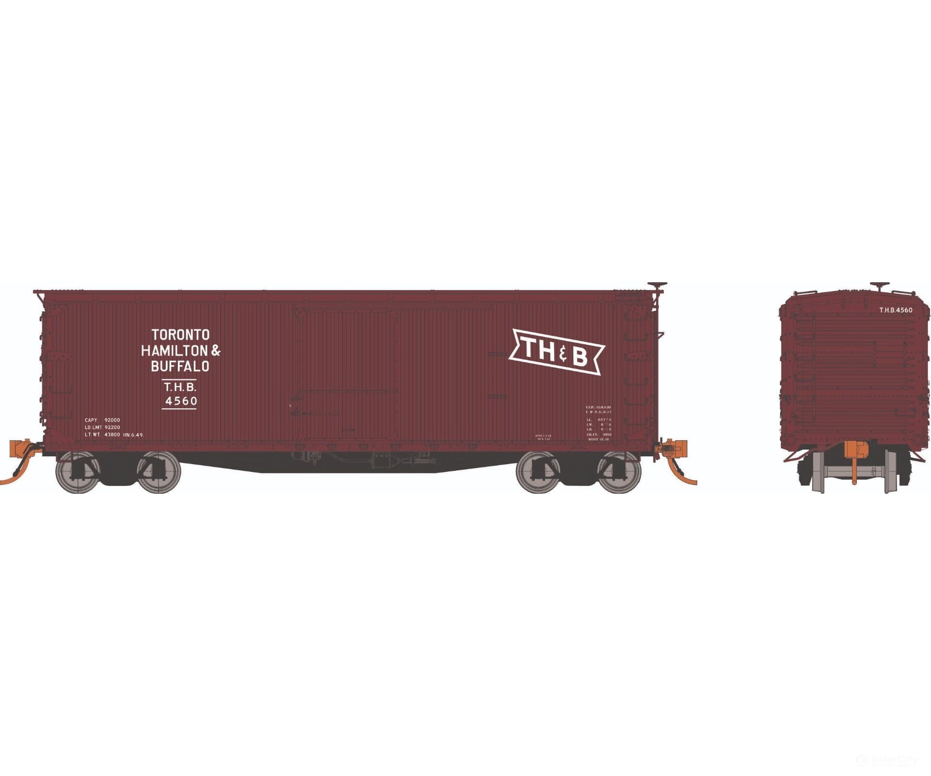 Rapido 130125A Ho Usra Double-Sheathed Boxcar: Th&B - Brown Scheme: Single Car Freight Cars