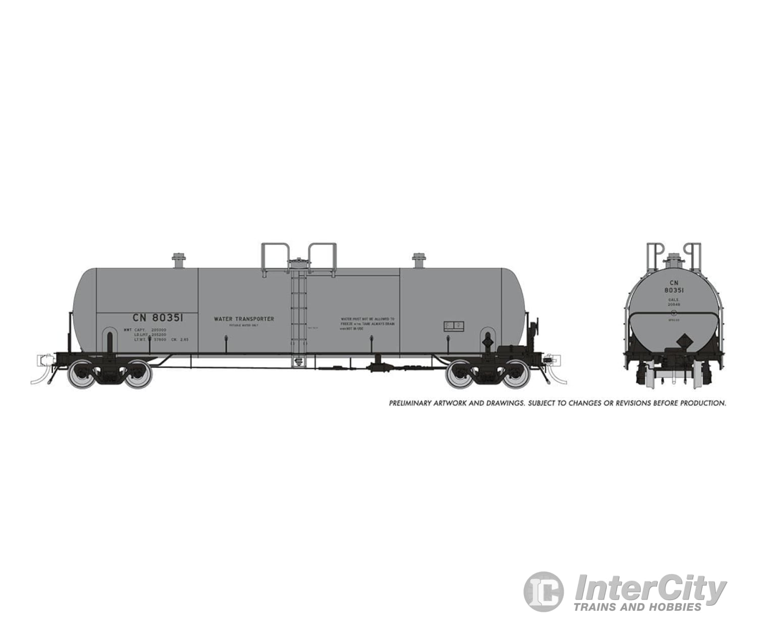 Rapido 135013 Ho Procor 20K Gal Tank Car: Cn - Company Service: 6-Pack