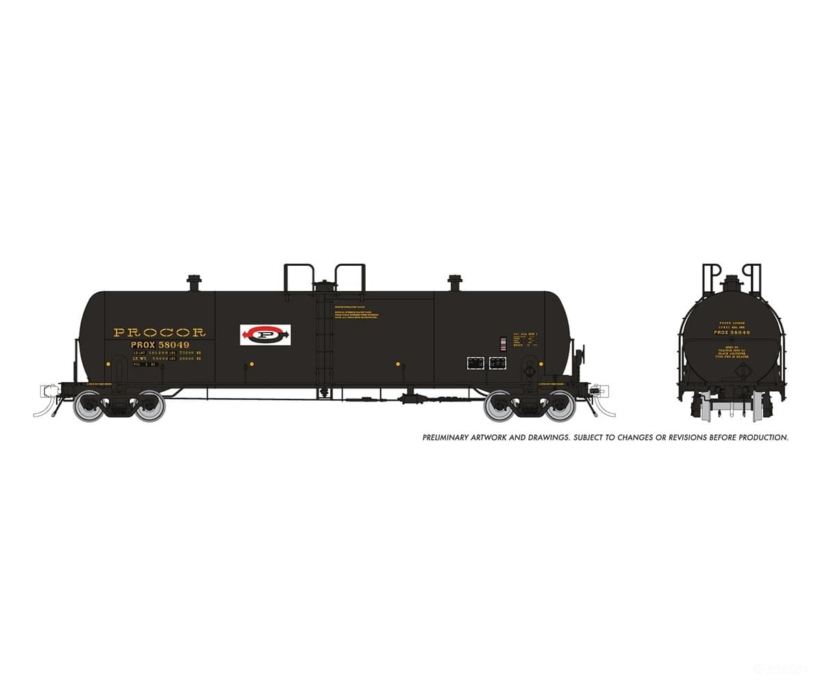 Rapido 135024 Ho Procor 20K Gal Tank Car: Prox - Patched Split P Logo: 6-Pack Freight Cars