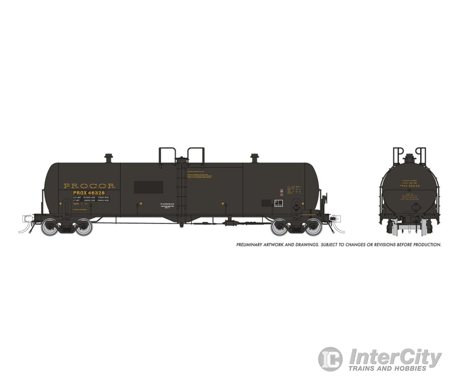 Rapido 135025 Ho Procor 20K Gal Tank Car: Prox - Late W/ Old Logo: 6-Pack Freight Cars