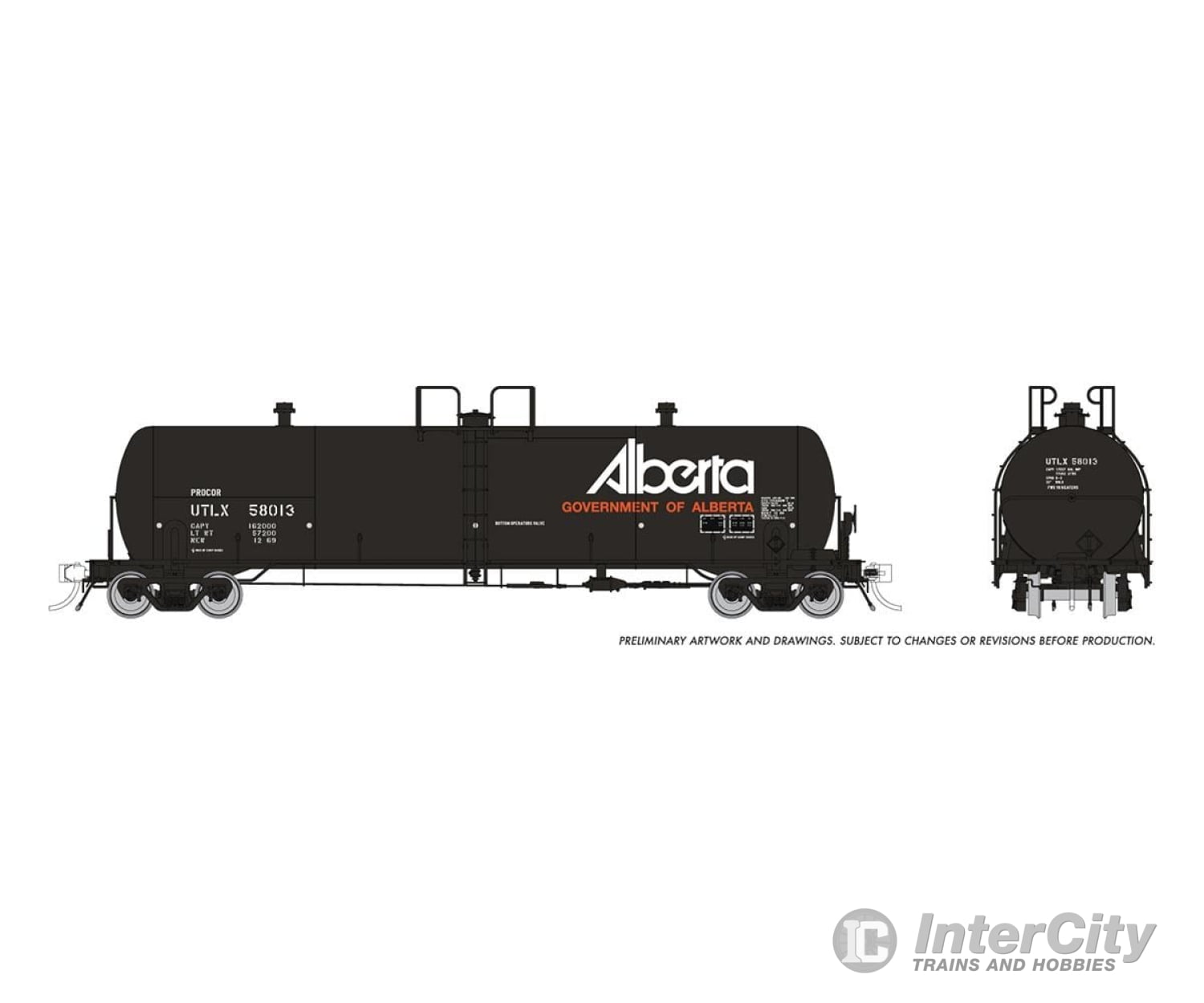 Rapido 135027 Ho Procor 20K Gal Tank Car: Utlx - Gov. Of Alberta: 3-Pack #2 Freight Cars