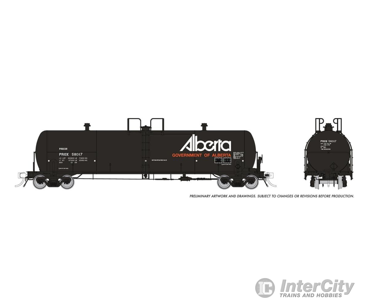 Rapido 135028 Ho Procor 20K Gal Tank Car: Prox - Gov. Of Alberta: 3-Pack #2 Freight Cars