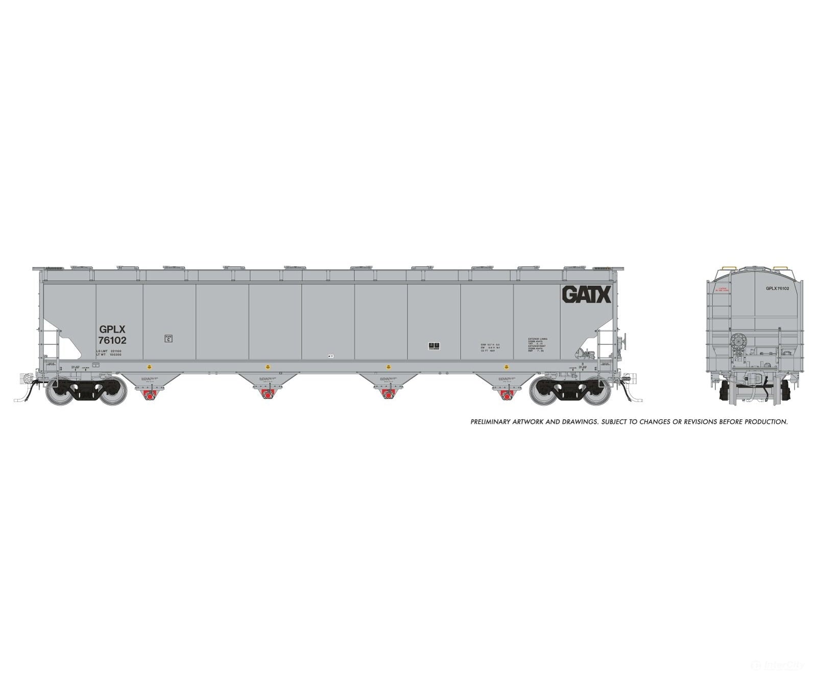 Rapido 136002 HO Trinity 6221cuft Covered Hopper: GPLK (General American Marks): 6-Pack Freight Cars