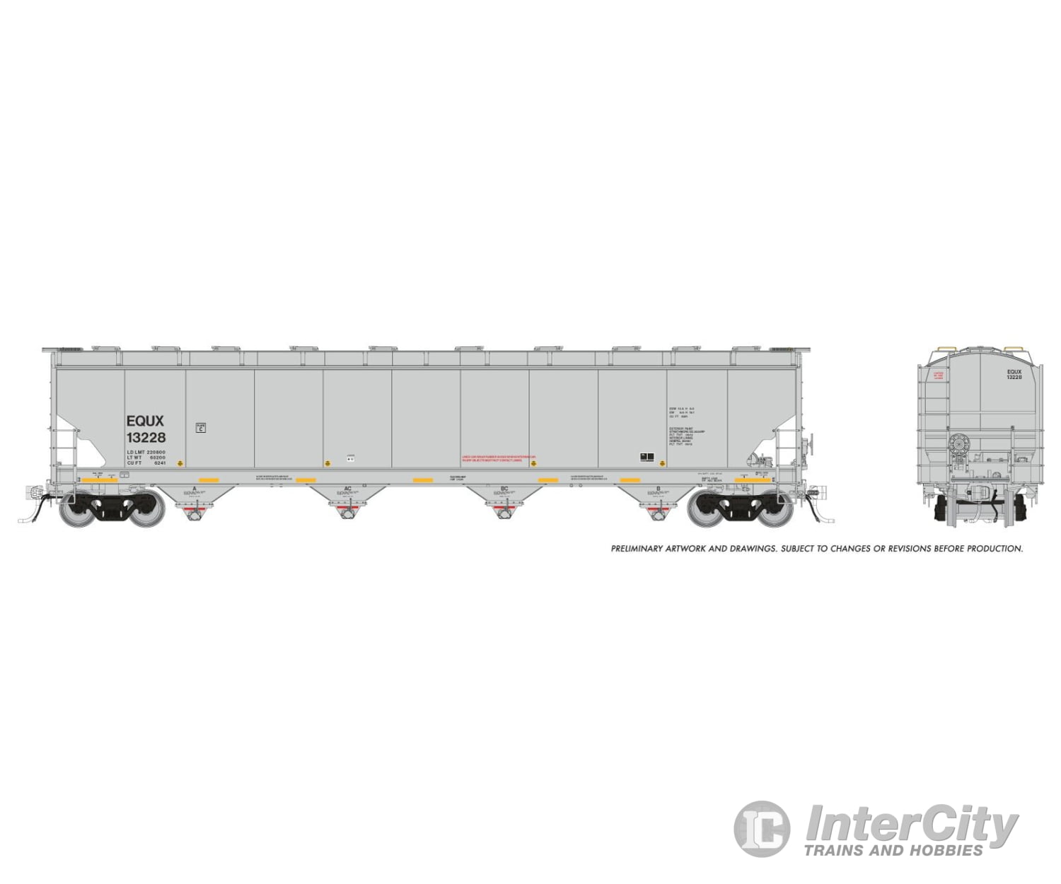 Rapido 136006A HO Trinity 6241cuft Covered Hopper: EQUX (Equistar Chemicals): Single Car Freight Cars