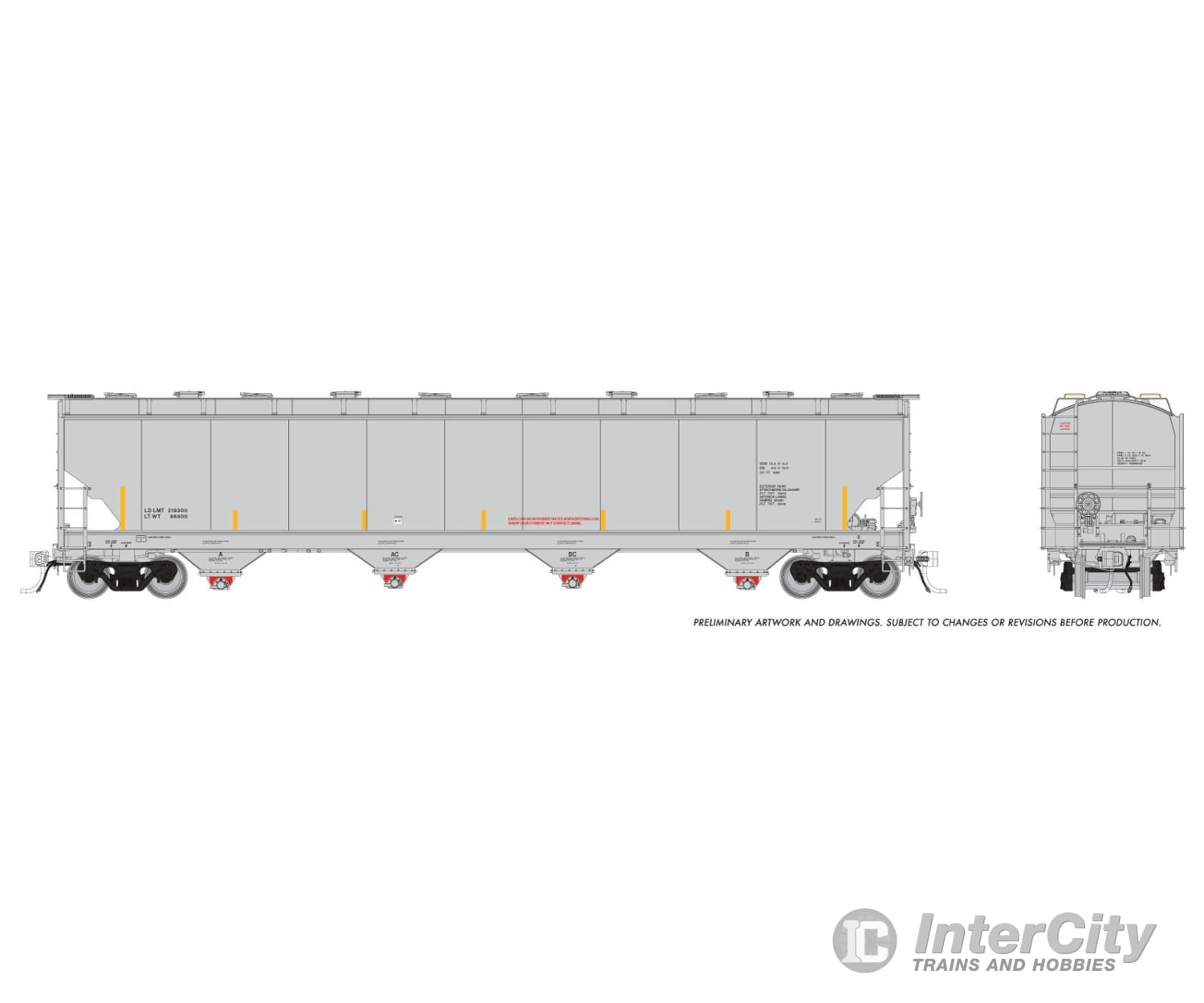 Rapido 136099 HO Trinity 6241cuft Covered Hopper: Data Only Grey: Single Car Freight Cars