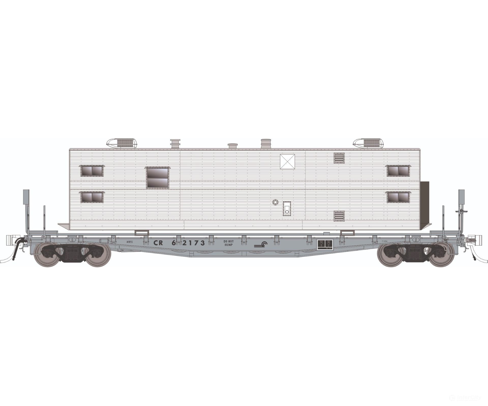 Rapido 138107 HO F30A 50’ Flat Car w/Camp Van: CR - MOW: 6-Pack #2 Freight Cars
