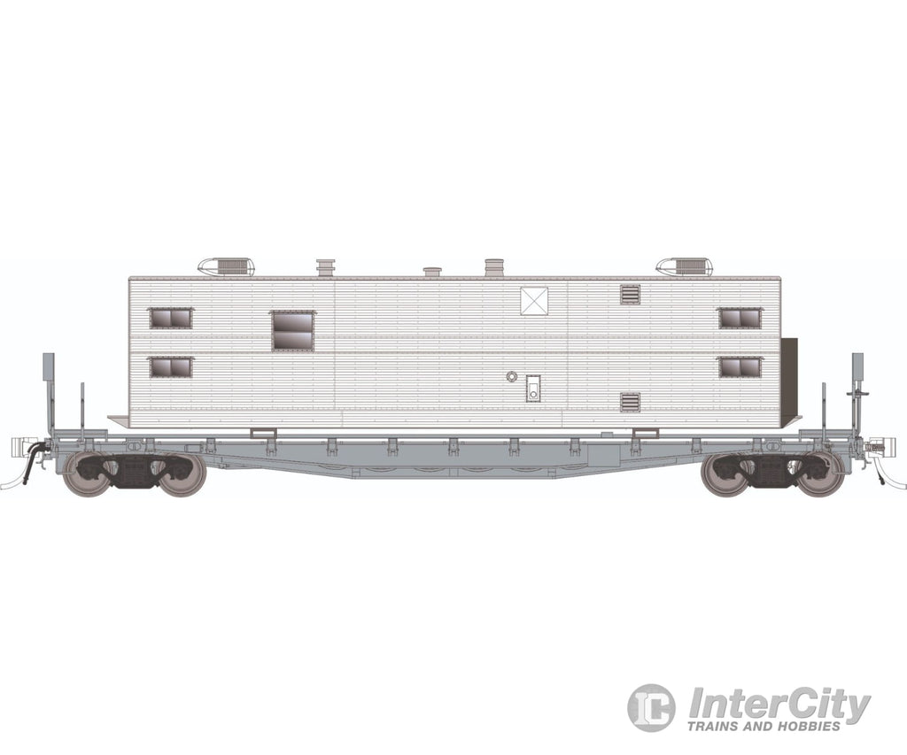 Rapido 138199 HO F30A 50’ Flat Car w/Camp Van: Painted Unlettered: Single Car Freight Cars