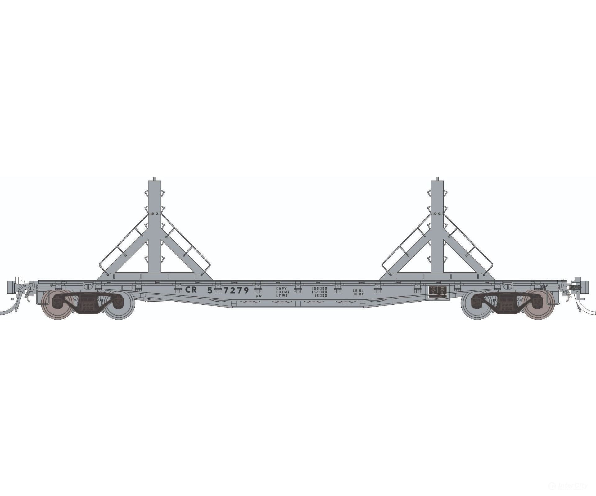 Rapido 138403 HO F30D 50’ Rail Flat Car: CR - MOW: 6-Pack Freight Cars