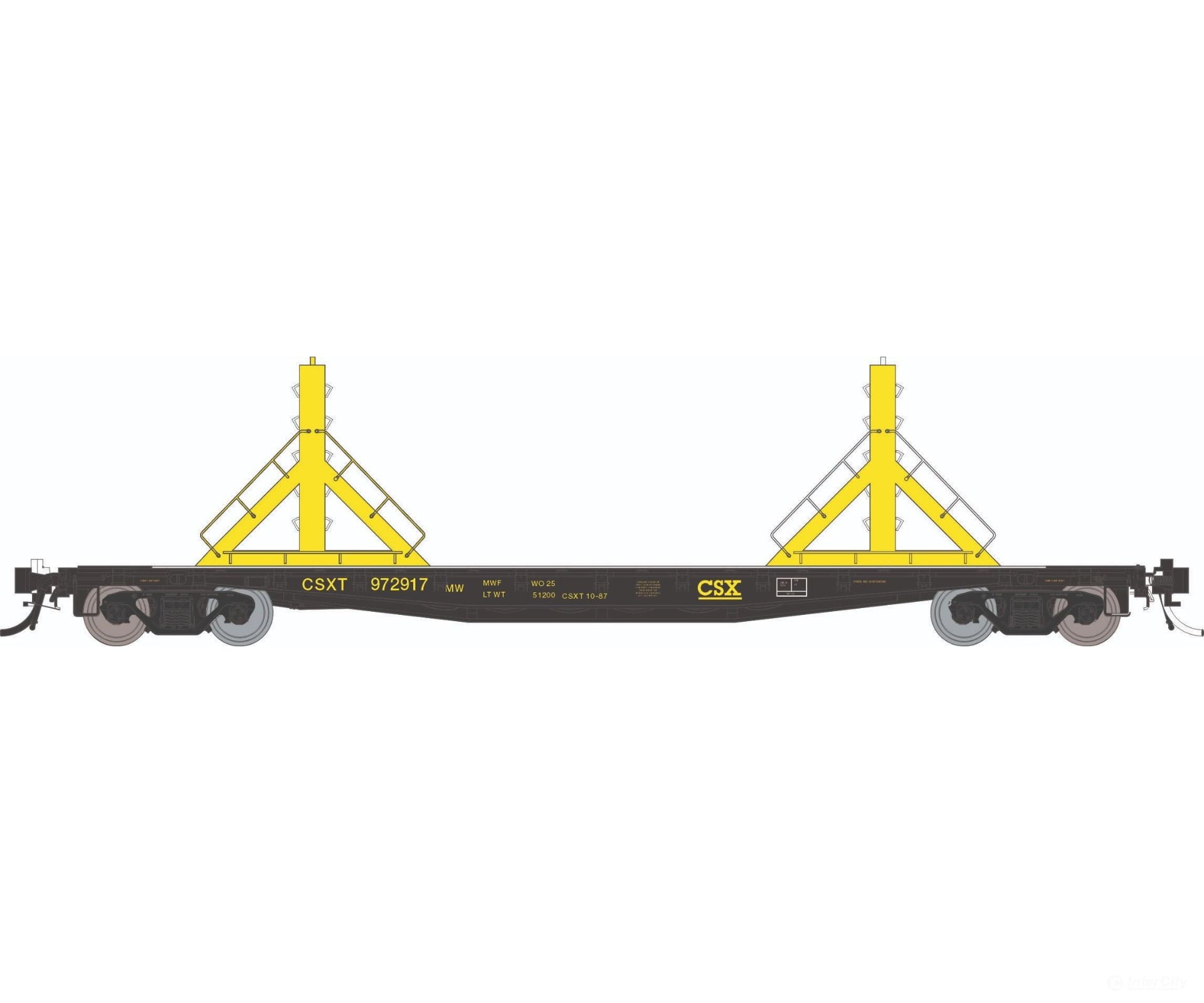 Rapido 138404A HO F30D 50’ Rail Flat Car: CSX - MOW: Single Car Freight Cars