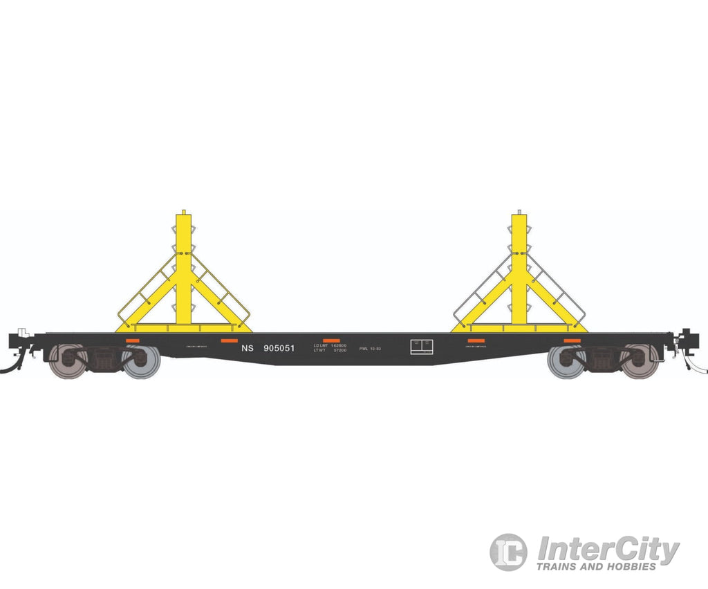 Rapido 138405 HO F30D 50’ Rail Flat Car: NS - MOW: 6-Pack Freight Cars